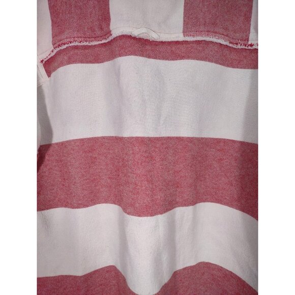 We The Free Free People Arizona Sky Striped Henley Pullover Red & White Sz Large - Picture 9 of 9
